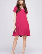 Pierino Rochie A line magenta din in mercerizat si vascoza usor creponat