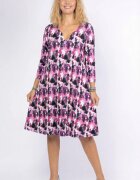 Pierino Rochie A line midi cu decolteu traditional si imprimeu mov si fucsia