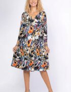 Pierino Rochie A line midi cu decolteu traditional si imprimeu pictural