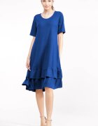 Pierino Rochie A line midi cu doua volane poale din bumbac albastra