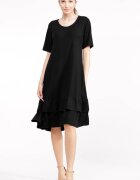 Pierino Rochie A line midi cu doua volane poale din bumbac neagra