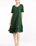 Pierino Rochie A line midi cu doua volane poale din bumbac verde