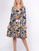 Pierino Rochie A line midi cu nod intr-o parte din vascoza cu imprimeu pictural