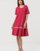 Pierino Rochie A line midi cu volan si dantela din bumbac