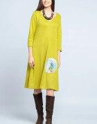 Pierino Rochie A line midi din jerseu moale cu aplicatie pana mustar