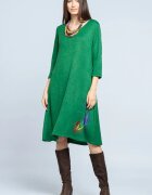Pierino Rochie A line midi din jerseu moale cu imprimeu lateral pana verde