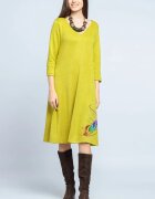 Pierino Rochie A line midi din jerseu moale cu imprimeu pana verde lime