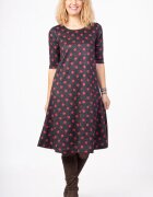 Pierino Rochie A line midi imprimeu buline rosii pe fond negru