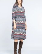 Pierino Rochie A line midi imprimeu geometric bleumarin-bordo