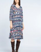 Pierino Rochie A line midi imprimeu geometric liniar albastru-rosu