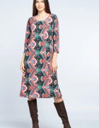 Pierino Rochie A line midi imprimeu oriental roz pe fond negru