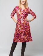 Pierino Rochie A line midi imprimeu predominant in nuante de roz si fucsia din vascoza