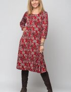 Pierino Rochie A line midi rosie cu imprimeu puncte din jerseu de vascoza