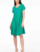 Pierino Rochie A line verde din in mercerizat si vascoza