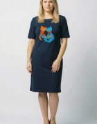 Pierino Rochie bleumarin cu doua pisici aplicate pe piept
