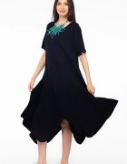 Pierino Rochie cu colturi rotunjite din tricot de vascoza neagra