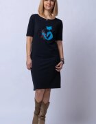 Pierino Rochie din tricot de bumbac neagra cu doua pisici aplicate pe piept