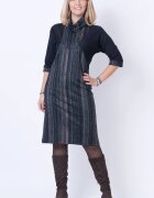 Pierino Rochie dreapta midi cu guler cazut si imprimeu grafic verde-bej-negru