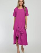 Pierino Rochie lunga A-line din in mercerizat cu siret la poale magenta