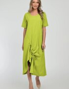Pierino Rochie lunga A-line din in mercerizat cu siret la poale verde lime
