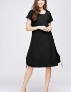 Pierino Rochie uni A line din in mercerizat si vascoza neagra usor creponata cu sireturi laterale