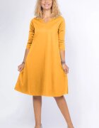 Pierino Rochie uni galbena A line midi cu decolteu traditional