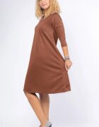 Pierino Rochie uni maro ciocolata A line midi cu decolteu traditional