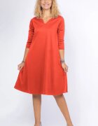 Pierino Rochie uni portocaliu pastel A line midi cu decolteu traditional