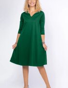 Pierino Rochie uni verde inchis A line midi cu decolteu traditional