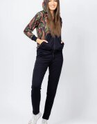 Pierino Trening dama bumbac doua piese pantalon negru si hanorac cu corai si kaki