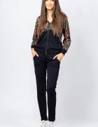 Pierino Trening dama bumbac doua piese pantalon negru si hanorac cu corai si kaki