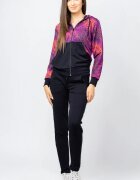 Pierino Trening dama bumbac doua piese pantalon negru si hanorac cu mov si corai