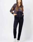 Pierino Trening dama bumbac doua piese pantalon negru si hanorac cu nuante de galben