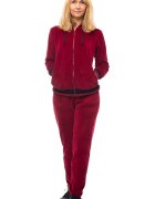 Pierino Trening dama doua piese catifea de bumbac bordo cu banda neagra