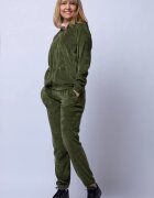 Pierino Trening dama doua piese din catifea de bumbac verde olive
