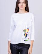 Pierino Tricou alb cu imprimeu pisica colorata