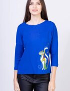 Pierino Tricou albastru electric cu imprimeu pisica colorata