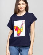 Pierino Tricou bleumarin cu snur si panou fluture stilizat