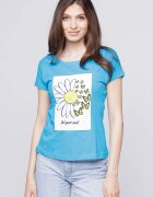 Pierino Tricou cambrat turcoaz din bumbac cu panou margareta Find your soul