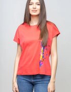 Pierino Tricou corai cu panou lateral pana stilizata