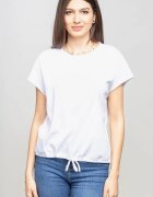 Pierino Tricou cu maneca cazuta din bumbac alb cu snur la baza