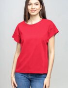 Pierino Tricou cu maneca cazuta din bumbac fucsia inchis