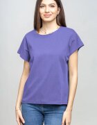 Pierino Tricou cu maneca cazuta din bumbac mov deschis