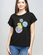Pierino Tricou cu maneca cazuta din bumbac negru cu imprimeu chip stilizat