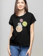 Pierino Tricou cu maneca cazuta din bumbac negru cu snur la baza