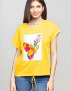 Pierino Tricou galben papadie cu snur si panou fluture stilizat