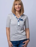 Pierino Tricou gri cu esarfa decorativa