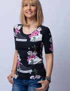 Pierino Tricou negru cu imprimeu floral si tenisi