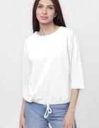 Pierino Tricou uni cu maneca 3 4 din tricot de bumbac cu snur la baza alb