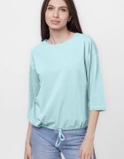 Pierino Tricou uni cu maneca 3 4 din tricot de bumbac cu snur la baza bleu ciel